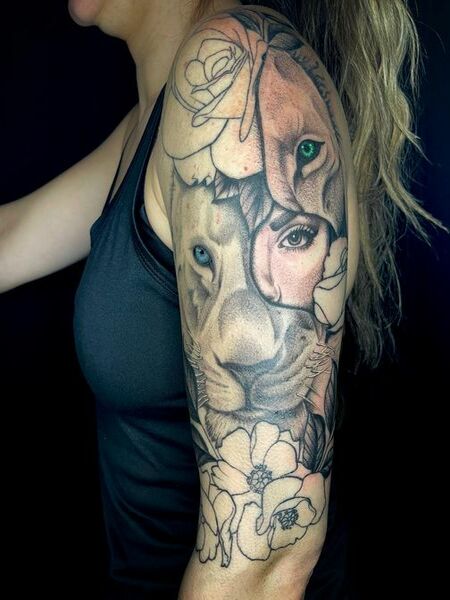 Lion Half Sleeve Tattoo