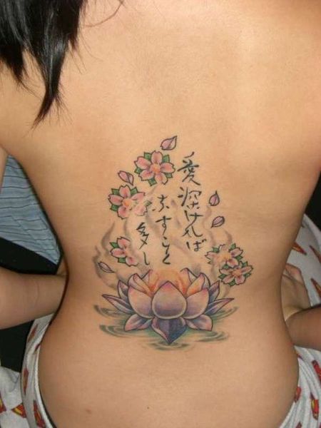 Lower Back Lotus Flower Tattoo