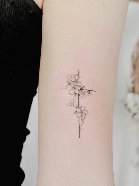 Minimalist Cherry Blossom Tattoo