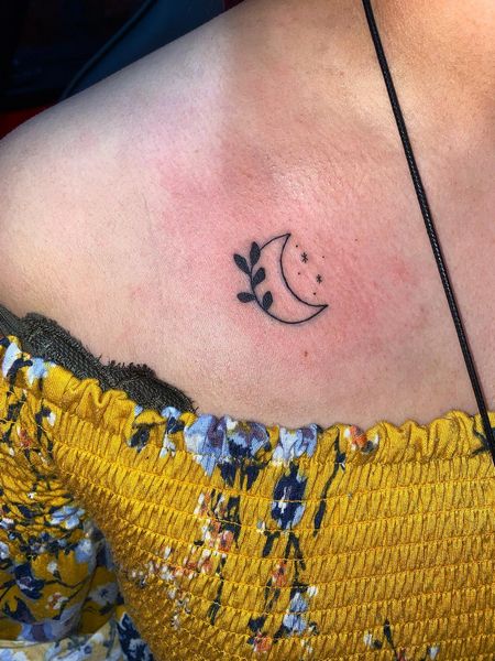 Moon Collarbone Tattoo
