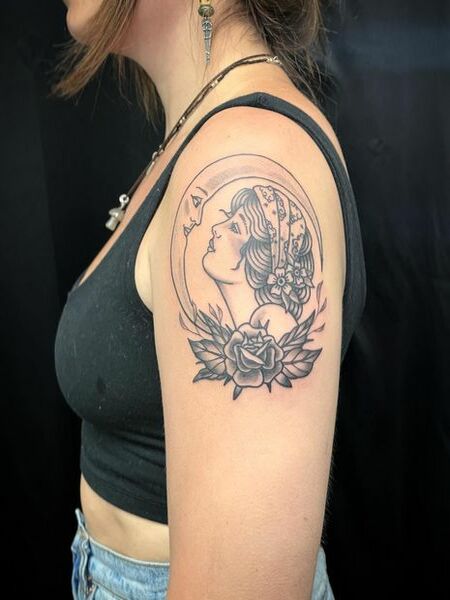 Moon Shoulder Tattoo