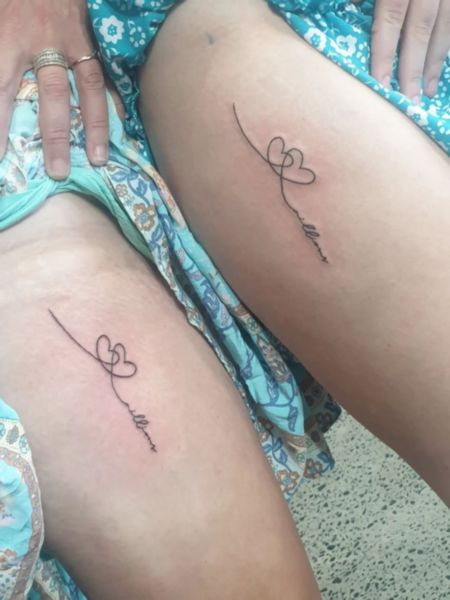 Mother Daughter Thigh Tattoo