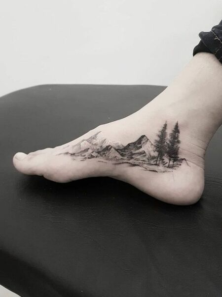 Mountain Foot Tattoo