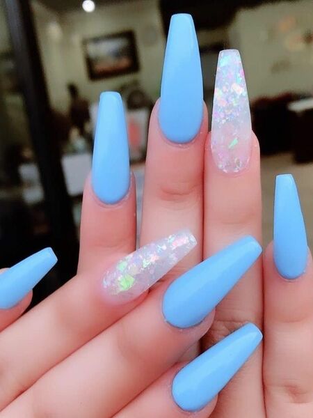 Pink and Light Blue Nails