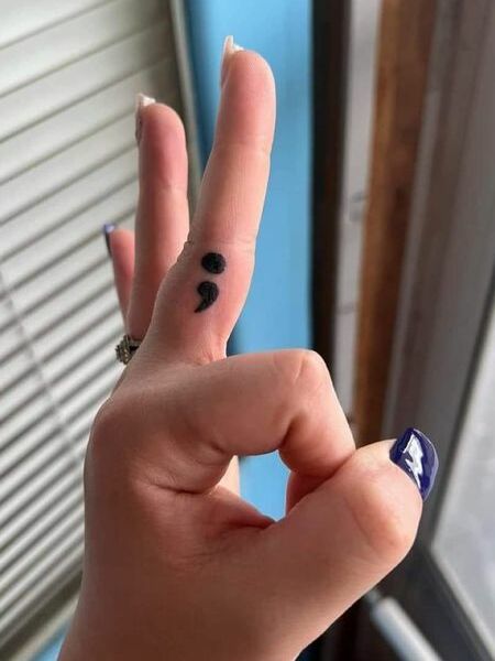 Semicolon Finger Tattoo 1