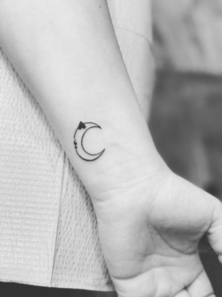 Semicolon Moon Tattoo