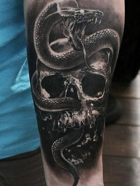 Skull And Snake Tattoo