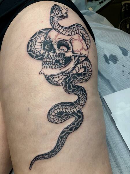Snake And Skull Tattoo