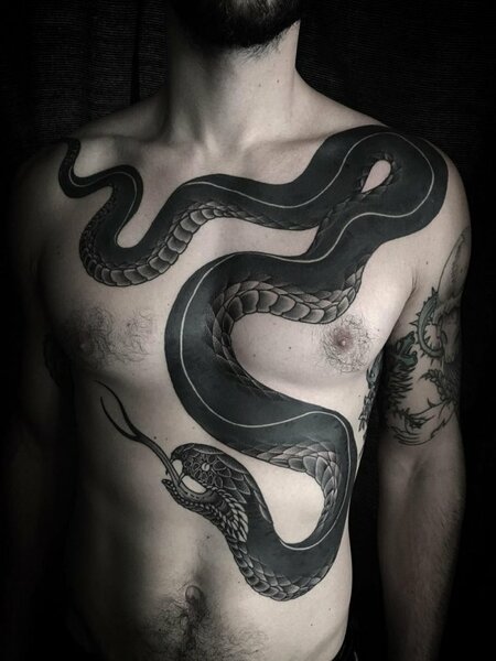 Snake Chest Tattoos
