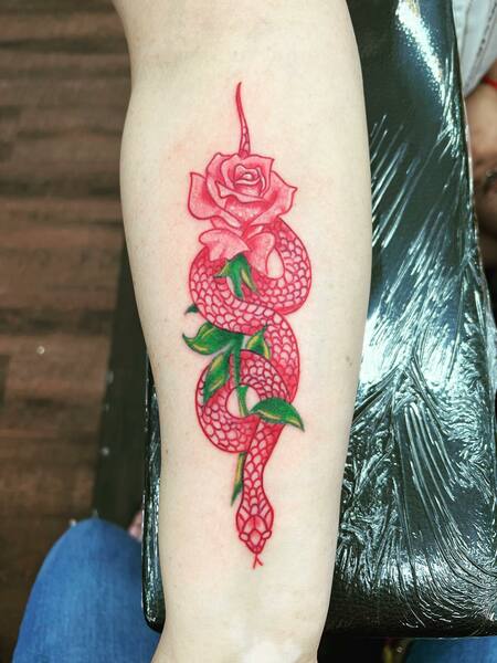 Snake Red Tattoo