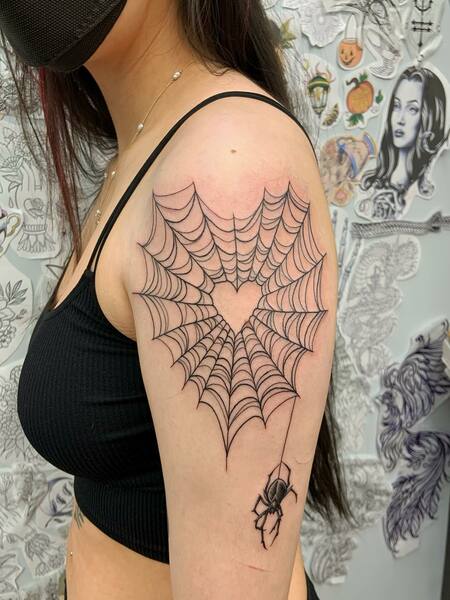 Spider Web Shoulder Tattoo