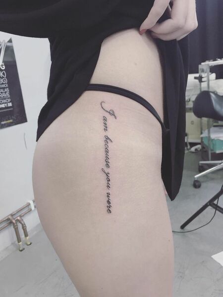 Thigh Tattoo With Quote