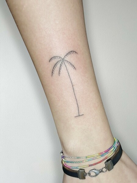 Tiny Palm Tree Tattoo