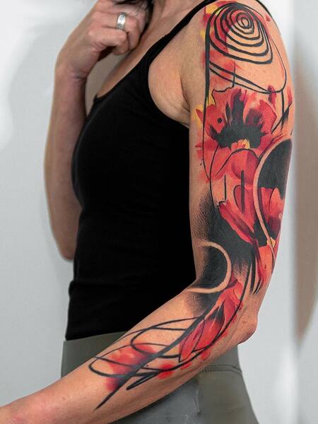 Watercolor Arm Tattoo