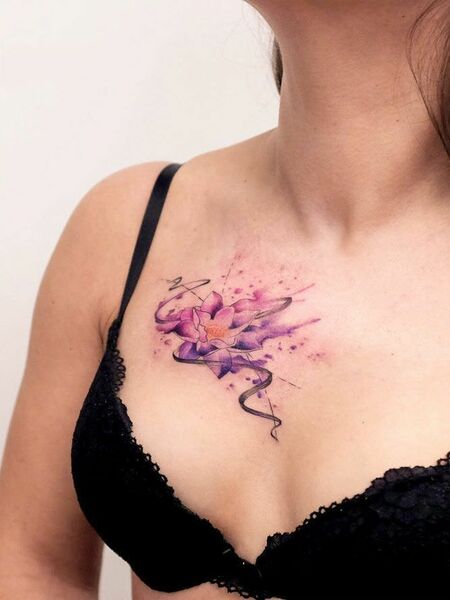 Watercolor Chest Tattoo