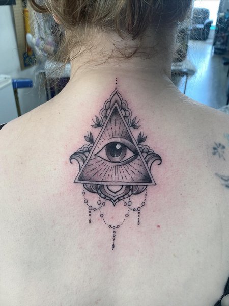 All Seeing Eye Back Tattoo