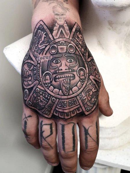 Aztec Hand Tattoo