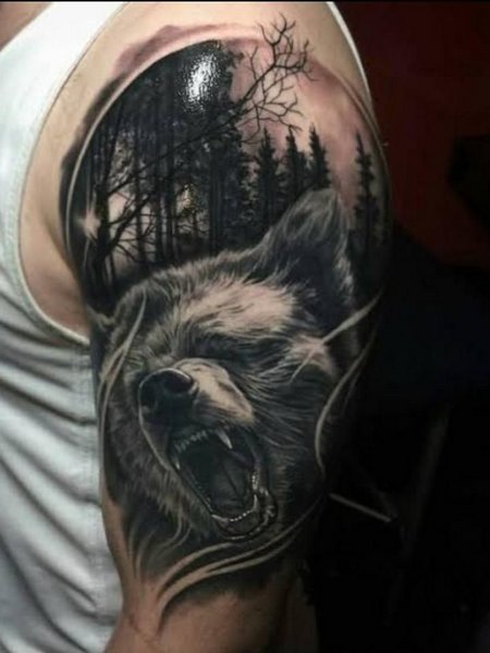 Bear Shoulder Tattoo