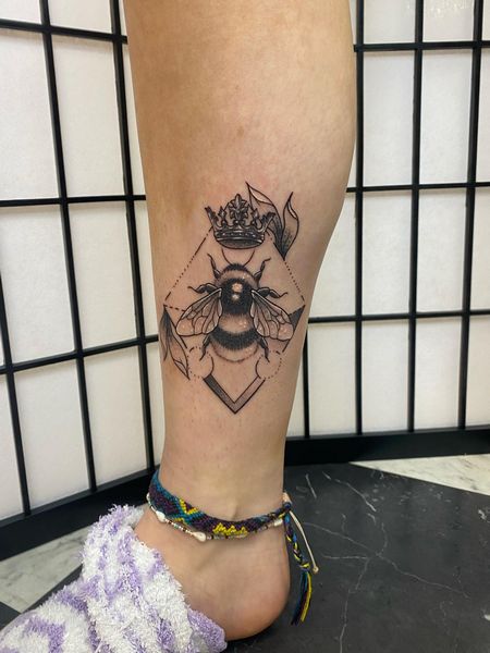 Bee Tattoo On Ankle