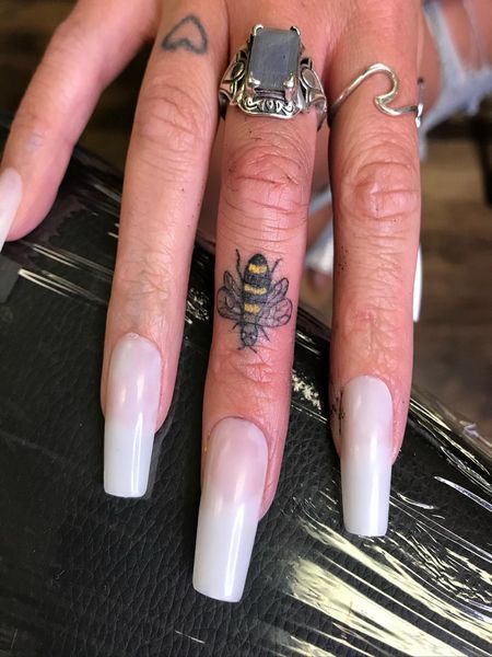 Bee Tattoo On Finger