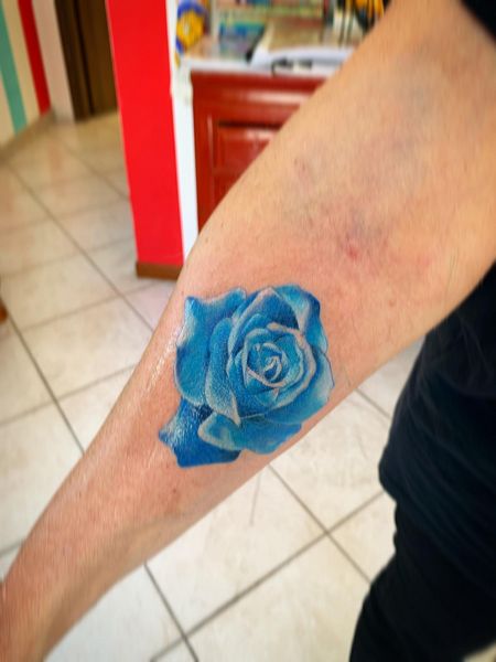 Blue Rose Tattoo On Arm