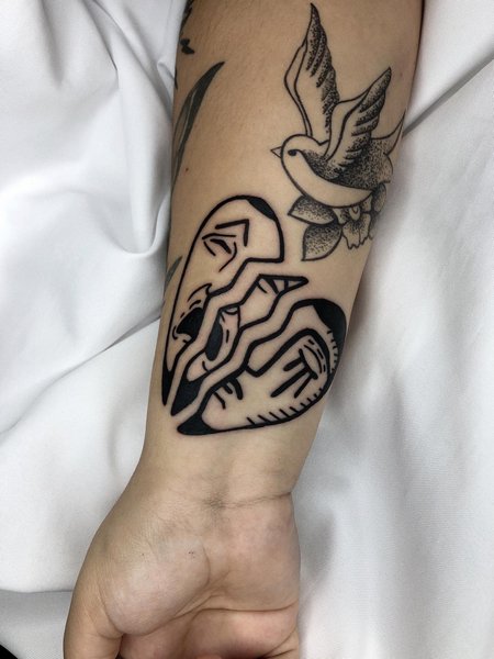 Broken Heart Tattoo On Forearm