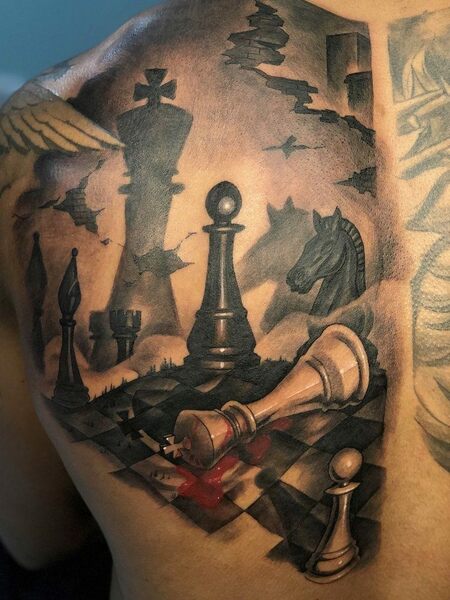 Chess pieces tattoos