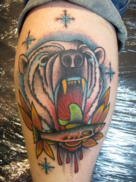 Colorful Bear Tattoo