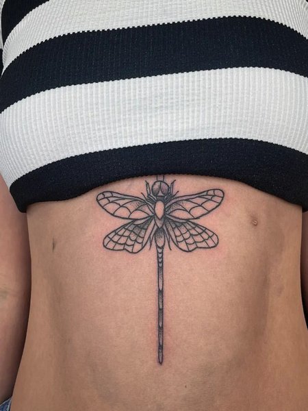 Dragonfly Tattoo On Sternum