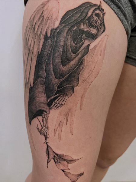 Fallen Angel Grim Reaper Tattoo