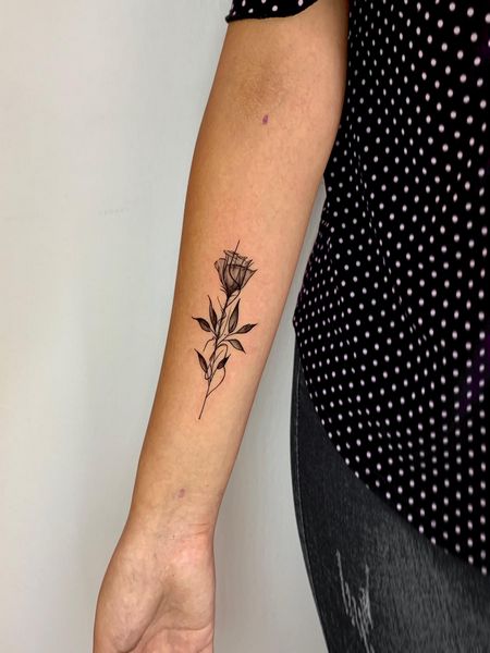 Fine Line Rose Tattoo