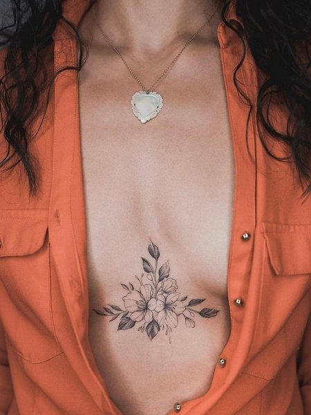 Floral Sternum Tattoo