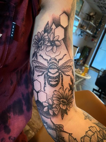 Honeycomb Bee Tattoo