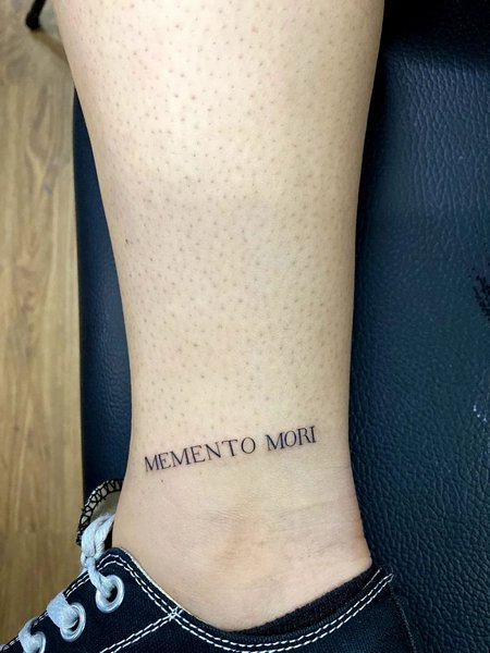Memento Mori Tattoo On ankle