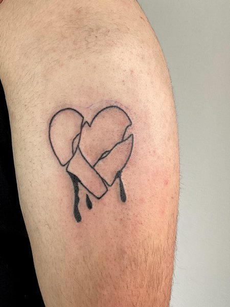 Outline Broken Heart Tattoo