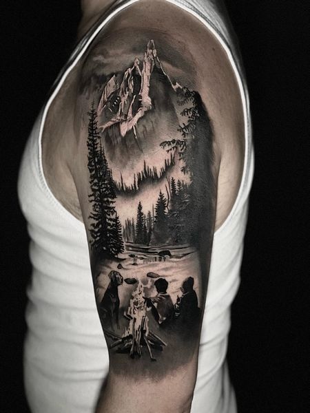 Realistic Mountain Tattoo