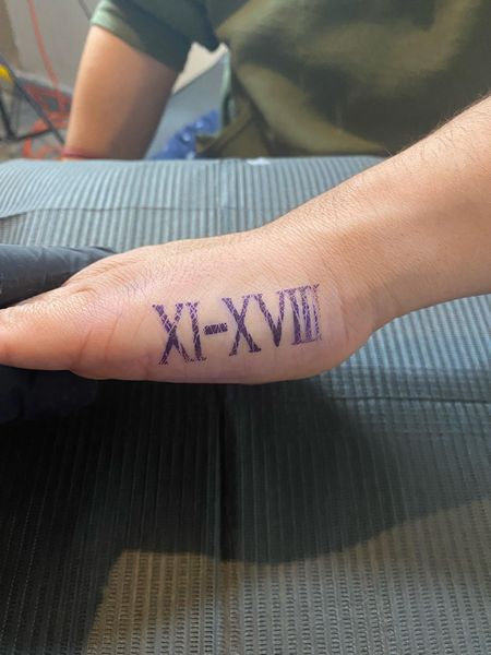 Roman Numeral Hand Tattoo