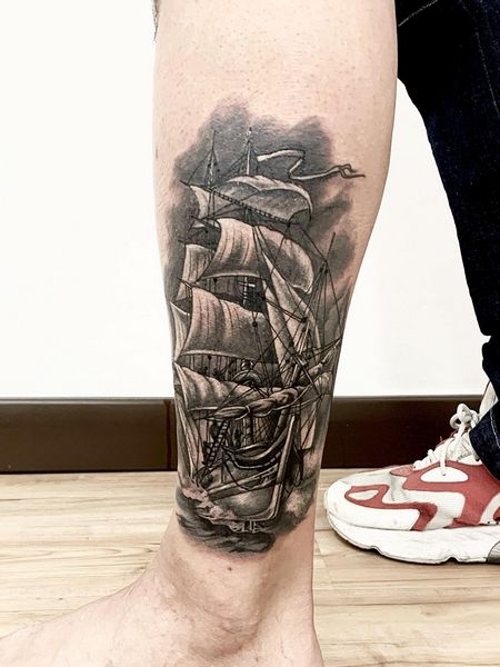 Ship Ankle Tattoo
