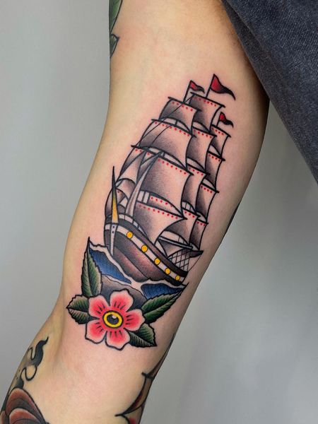 Ship Bicep Tattoo