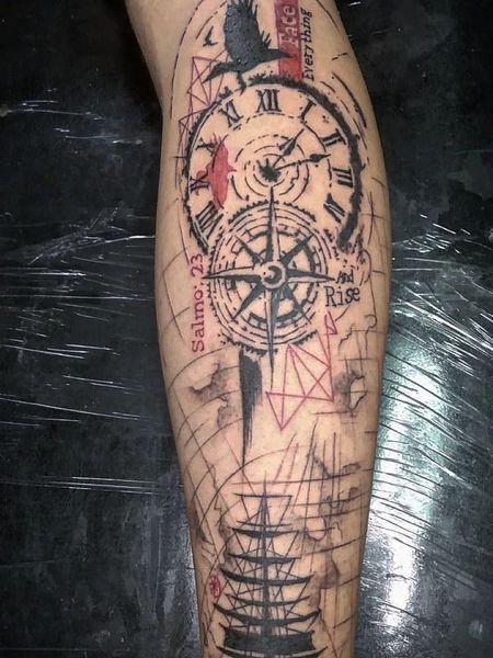 Ship Compass Tattoo