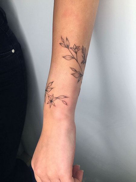 Simple Flower Vine Tattoo