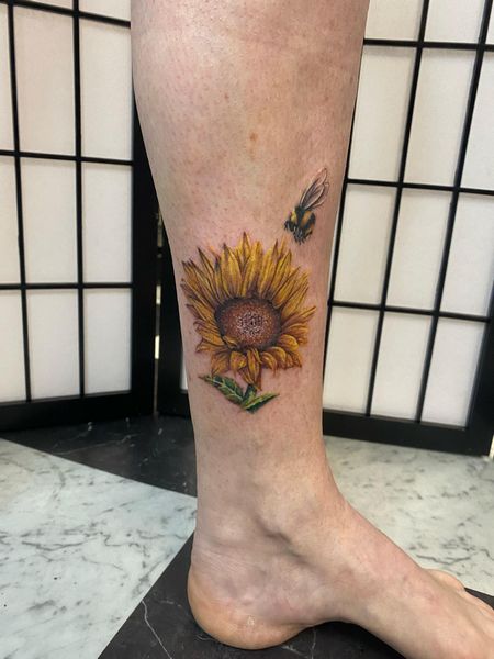 Sunflower Bee Tattoo