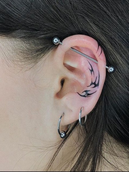 Tribal inner Ear Tattoo