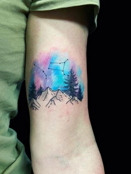 Watercolor Stars Tattoo