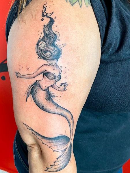 mermaid planet tattoo