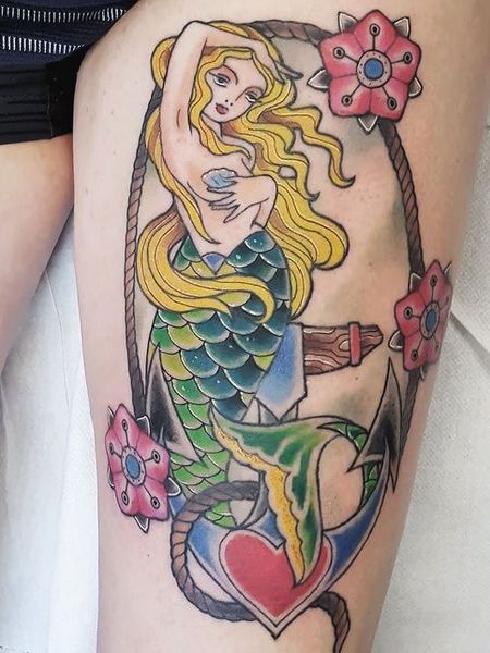 pin up mermaid tattoo