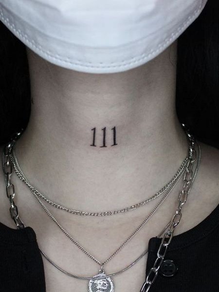 111 Tattoo On Neck