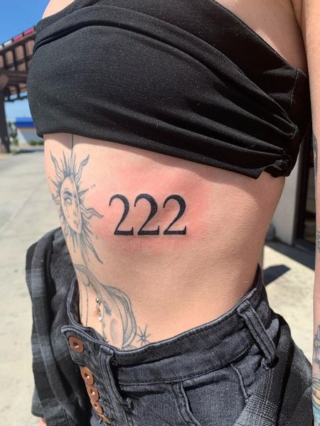 222 Tattoo On Rib Cage