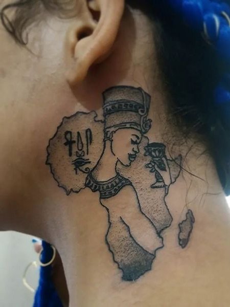 Africa Tattoo On Neck