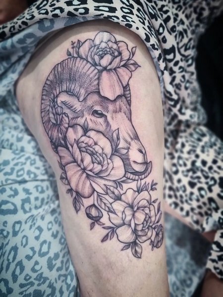 Aries Flower Tattoo